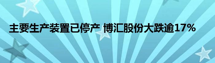 主要生产装置已停产 博汇股份大跌逾17%