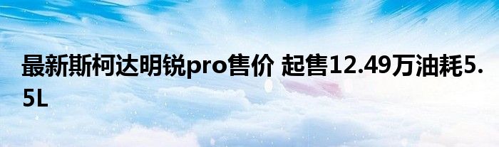 最新斯柯达明锐pro售价 起售12.49万油耗5.5L