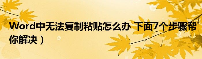 Word中无法复制粘贴怎么办 下面7个步骤帮你解决）