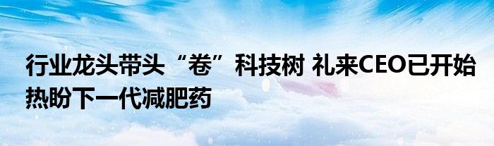 行业龙头带头“卷”科技树 礼来CEO已开始热盼下一代减肥药