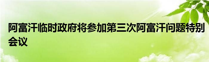 阿富汗临时政府将参加第三次阿富汗问题特别会议