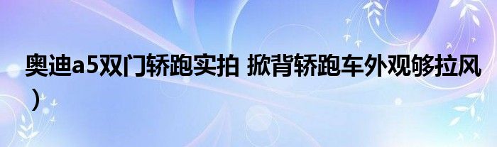 奥迪a5双门轿跑实拍 掀背轿跑车外观够拉风）