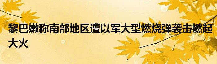 黎巴嫩称南部地区遭以军大型燃烧弹袭击燃起大火