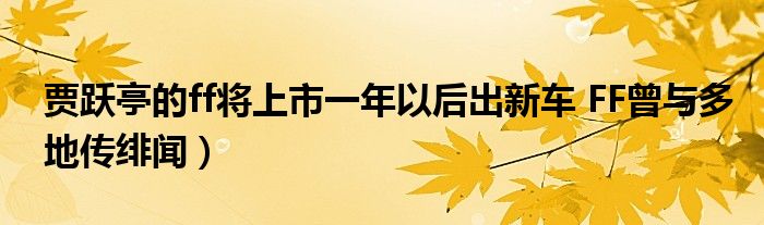 贾跃亭的ff将上市一年以后出新车 FF曾与多地传绯闻）