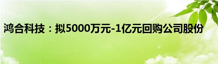 鸿合科技：拟5000万元-1亿元回购公司股份