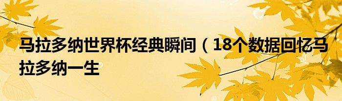 马拉多纳世界杯经典瞬间（18个数据回忆马拉多纳一生