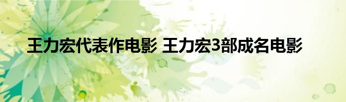 王力宏代表作电影 王力宏3部成名电影