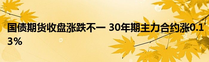 国债期货收盘涨跌不一 30年期主力合约涨0.13%