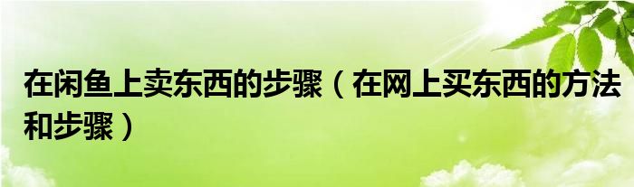 在闲鱼上卖东西的步骤（在网上买东西的方法和步骤）