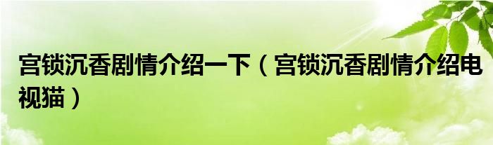 宫锁沉香剧情介绍一下（宫锁沉香剧情介绍电视猫）