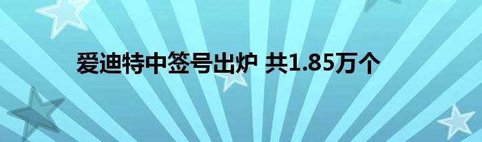 爱迪特中签号出炉 共1.85万个