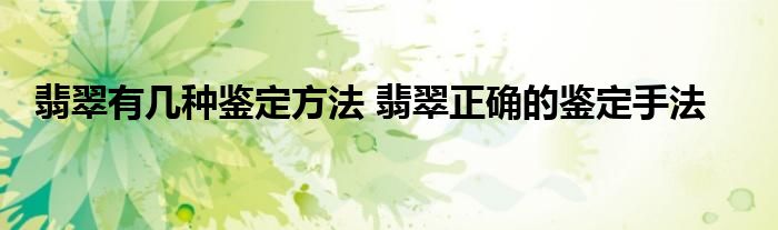 翡翠有几种鉴定方法 翡翠正确的鉴定手法