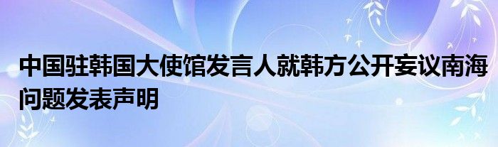 中国驻韩国大使馆发言人就韩方公开妄议南海问题发表声明