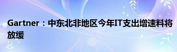 Gartner：中东北非地区今年IT支出增速料将放缓