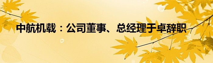 中航机载：公司董事、总经理于卓辞职