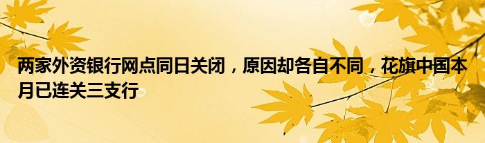 两家外资银行网点同日关闭，原因却各自不同，花旗中国本月已连关三支行