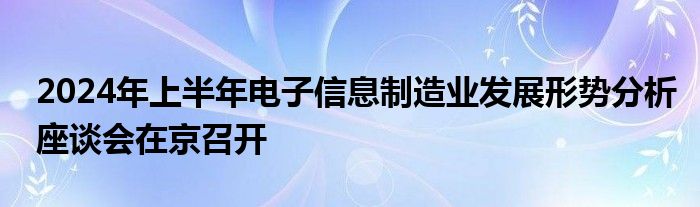 2024年上半年电子信息制造业发展形势分析座谈会在京召开