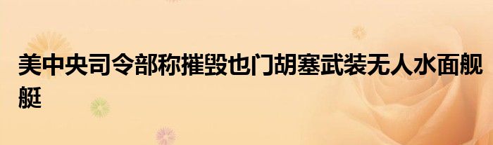 美中央司令部称摧毁也门胡塞武装无人水面舰艇