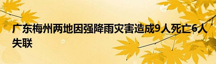 广东梅州两地因强降雨灾害造成9人死亡6人失联