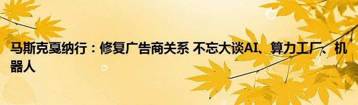 马斯克戛纳行：修复广告商关系 不忘大谈AI、算力工厂、机器人