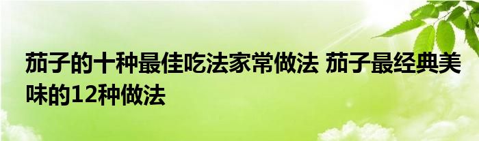 茄子的十种最佳吃法家常做法 茄子最经典美味的12种做法