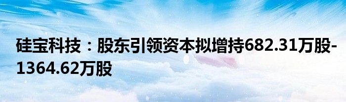 硅宝科技：股东引领资本拟增持682.31万股-1364.62万股