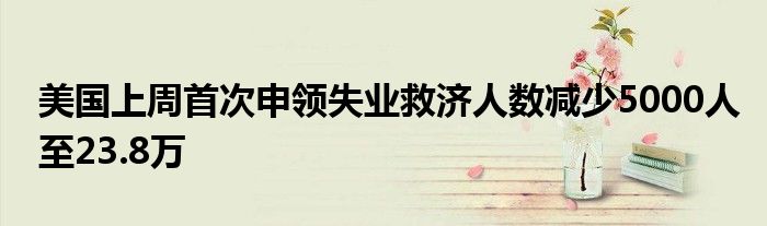 美国上周首次申领失业救济人数减少5000人至23.8万