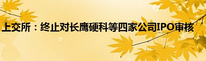 上交所：终止对长鹰硬科等四家公司IPO审核