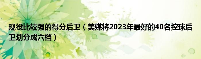 现役比较强的得分后卫（美媒将2023年最好的40名控球后卫划分成六档）