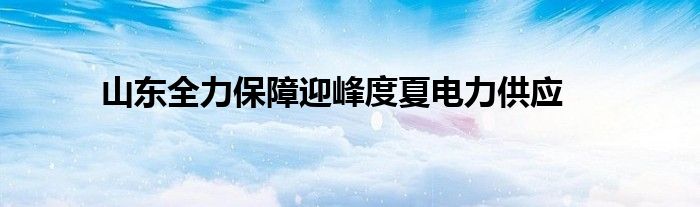 山东全力保障迎峰度夏电力供应