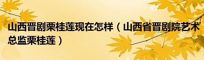 山西晋剧栗桂莲现在怎样（山西省晋剧院艺术总监栗桂莲）