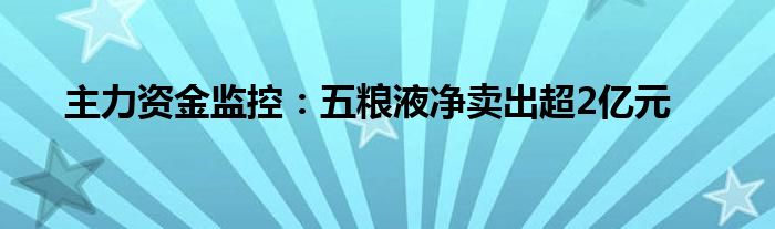 主力资金监控：五粮液净卖出超2亿元