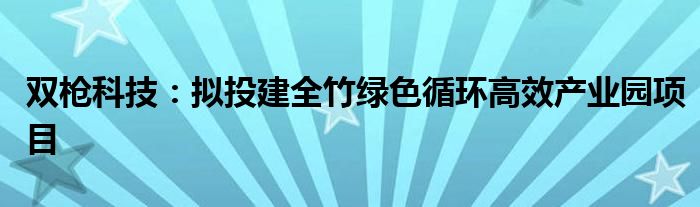 双枪科技：拟投建全竹绿色循环高效产业园项目