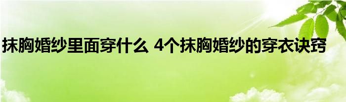 抹胸婚纱里面穿什么 4个抹胸婚纱的穿衣诀窍