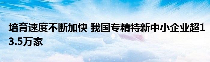 培育速度不断加快 我国专精特新中小企业超13.5万家