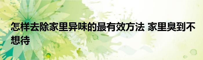 怎样去除家里异味的最有效方法 家里臭到不想待