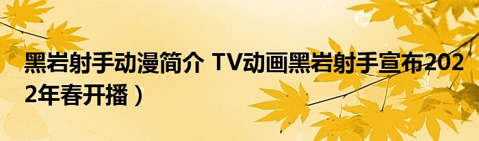 黑岩射手动漫简介 TV动画黑岩射手宣布2022年春开播）