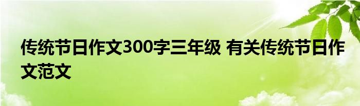 传统节日作文300字三年级 有关传统节日作文范文