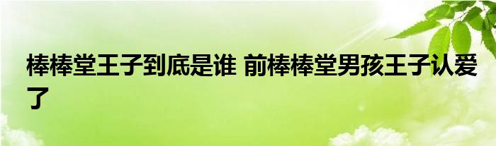 棒棒堂王子到底是谁 前棒棒堂男孩王子认爱了