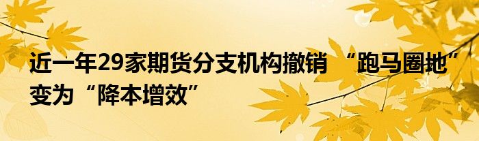 近一年29家期货分支机构撤销 “跑马圈地”变为“降本增效”