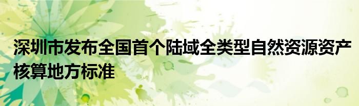 深圳市发布全国首个陆域全类型自然资源资产核算地方标准