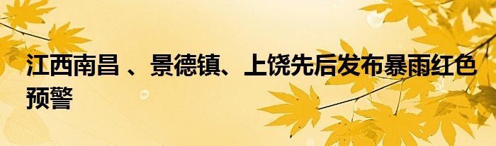 江西南昌 、景德镇、上饶先后发布暴雨红色预警