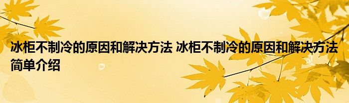 冰柜不制冷的原因和解决方法 冰柜不制冷的原因和解决方法简单介绍