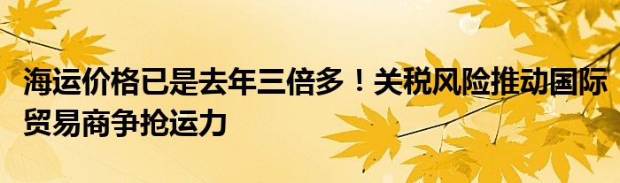 海运价格已是去年三倍多！关税风险推动国际贸易商争抢运力