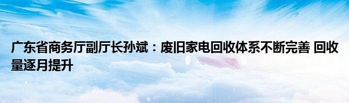 广东省商务厅副厅长孙斌：废旧家电回收体系不断完善 回收量逐月提升