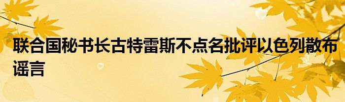 联合国秘书长古特雷斯不点名批评以色列散布谣言