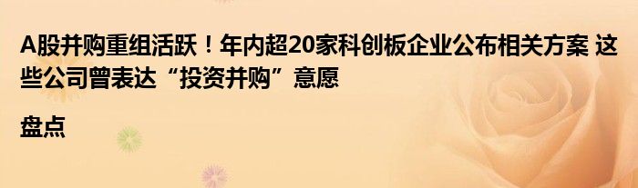 A股并购重组活跃！年内超20家科创板企业公布相关方案 这些公司曾表达“投资并购”意愿|盘点