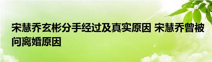 宋慧乔玄彬分手经过及真实原因 宋慧乔曾被问离婚原因