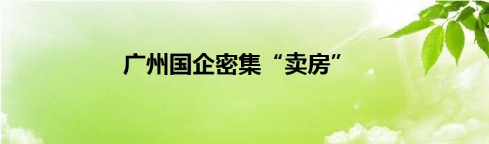 广州国企密集“卖房”