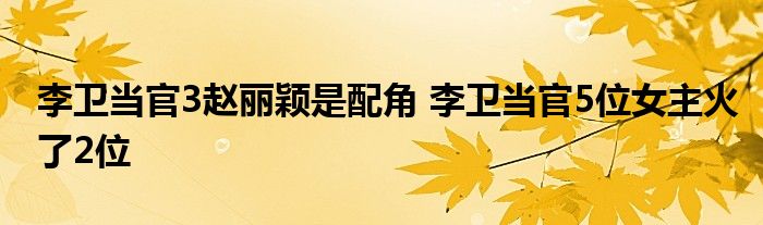 李卫当官3赵丽颖是配角 李卫当官5位女主火了2位